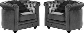 Komplet 2 foteli CHESTERFIELD - Antracytowy welur