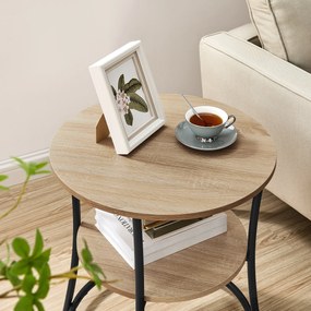Stolik Kawowy Okrągły z Półką - sonoma - LET056B11