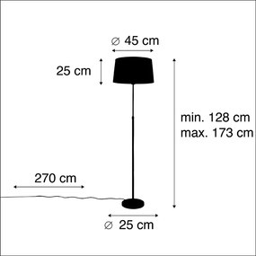 Lampa podłogowa regulowana czarna klosz lniany biały 45cm - Parte Nowoczesny Oswietlenie wewnetrzne