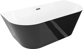 Mexen Oval Slim wanna wolnostojąca przyścienna 170 x 80 cm, biała/czarna, przelew czarny - 52661708075-70