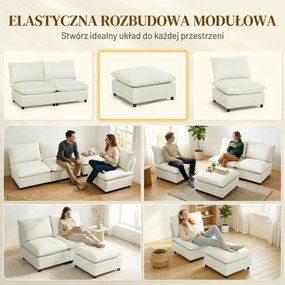 HOMCOM Puf nowoczesny z tkaniną i plastikowymi nogami, do salonu i sypialni, 75 cm, kremowobiały | Aosom PL