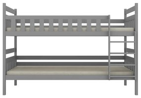 Łóżko piętrowe BARTEK 200x90 szare drewniane trzyosobowe KOCOT KIDS