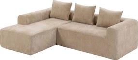 HOMCOM Narożnik z szezlongiem, bezramowa sofa w kształcie L z chenille, głębokie siedzisko, sprężyny kieszeniowe, beżowy | Aosom PL