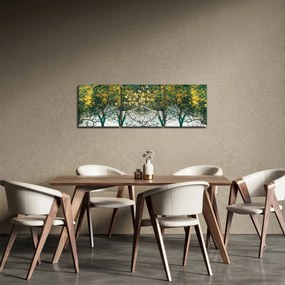 Obraz - Jelenie w zielonym lesie (z zegarem) (90x30 cm)