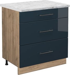 Szafka dolna do kuchni ciemnoniebieski wysoki połysk 80x60x82 fame-line