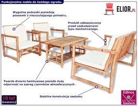 Zestaw bambusowych mebli ogrodowych z poduszkami Mefir