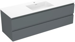 Mexen Orio szafka łazienkowa 140 cm z umywalką Otis, 2 szuflady, grafit mat/biała mat - 91A10-14047-2-BFF66-W18M01