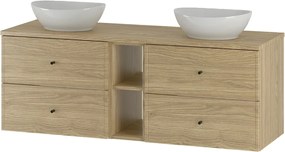 Zestaw do Łazienki 140cm Szafka Regał Blat Umywalka Dąb Olejowany Marco