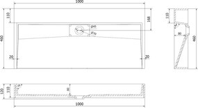 Mexen Ava umywalka nablatowa z konglomeratu B/O 100 x 46 cm, czarna - 23011070