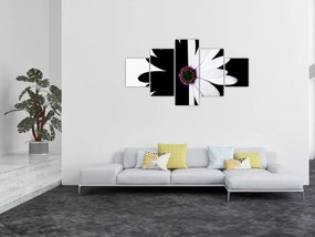 Obraz czarno - białego kwiatu (125x70 cm)