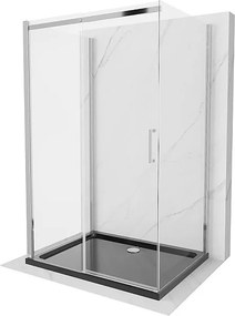 Mexen Omega-3S kabina prysznicowa 3-ścienna, rozsuwana 120x100 cm, transparent, chrom + brodzik Flat - 825-120-100-01-00-3s-4070