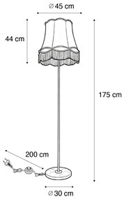 Lampa podłogowa Retro mosiężna z abażurem babcinym zielona 45 cm - Kaso Retro Oswietlenie wewnetrzne