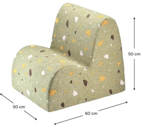 Zielony fotel dziecięcy z materiału bouclé/z tkaniny szenilowej Terrazzo Cloud – Wigiwama