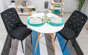 Czarne pikowane krzesło z kryształkami w stylu glamour - Marsella 3X