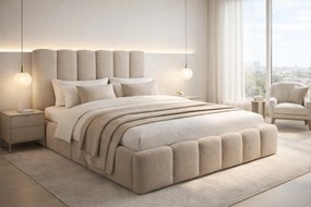 Łóżko tapicerowane Aura 160x200 z pojemnikiem - beżowa bukla Quelle 03