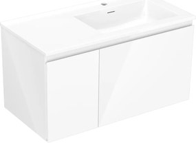 Mexen Orio szafka łazienkowa 90 cm z umywalką Otis prawą, 1S, 1D, biała połysk - 91A13-09047-3-BBFF00-W18P00