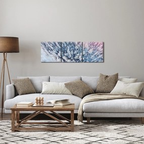 Obraz ośnieżonych drzew (z zegarem) (90x30 cm)