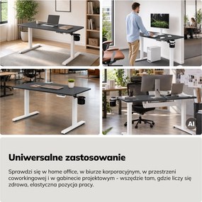 Biurko do pracy z regulacją wysokości Aria 120×60 cm, blat antracyt / podstawa biała