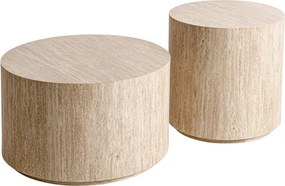 Zestaw stolików kawowych okrągłych Novula 60 i 45 cm - trawertyn