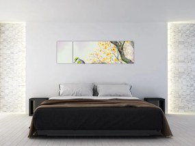 Obraz - Akwarelowy ptaszek na drzewie (170x50 cm)