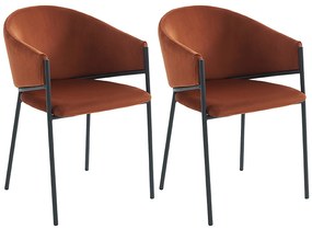 Zestaw 2 krzeseł z podłokietnikami z weluru i czarnego metalu - Terakota - ORDIDA Pascala Morabito