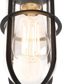 Rustykalna lampa sufitowa zewnętrzna czarna ze szkłem IP44 - Elza