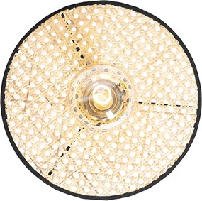 Rustykalna lampa sufitowa i ścienna czarna z rattanu 30 cm - Kata