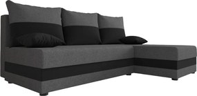 Rozkładany dwustronny narożnik L VALERIO SLIM 200x140 cm, ciemnoszary/antracytowy + 2 poduszki GRATIS