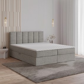 Masseno Łóżko kontynentalne MERIL z pojemnikiem na pościel 180x200 cm - Jasnoszary, SAWANA 21