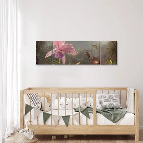 Obraz - Martin Johnson Heade, Cattleya Orchid and Three Hummingbirds, reprodukcje (170x50 cm)