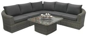 Rattanowy zestaw modułowy BORNEO LUXURY dla 5 osób (szary)