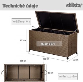 STILISTA Skrzyń ogrodowa, czarny, 122 x 62 x 56 cm