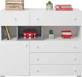Komoda GALIA 110 cm do Salonu Sypialni 5 Szuflad Biały