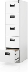 Szafa kartotekowa metalowa z 5 szufladami biała, 460x1625.5x600 mm: SARA V5