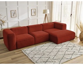 Ceglasty narożnik z materiału bouclé (prawostronny) Zephyr – Bobochic Paris