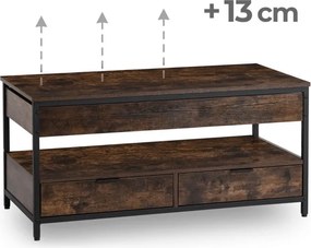 Ławostół Rozkładany LUCA 100 cm Dąb Rustykalny/Czarny Loft - Stół i Ława do Salonu