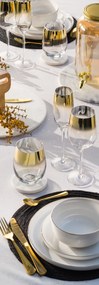 Talerze deserowe porcelanowe SUBLIMA, złota obwódka, 6 sztuk x Ø 20 cm