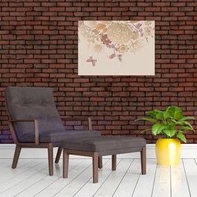 Obraz - Vintage kwiaty i motyle (70x50 cm)