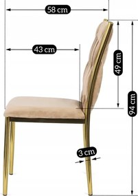 Krzesło Tapicerowane Plecione do Salonu DAN Beżowe Welurowe Nowoczesne Glamour