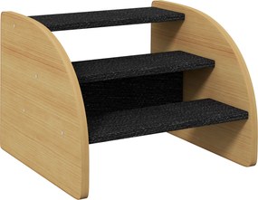 PawHut Schody dla Zwierząt - Schody dla Psa, 3 Stopnie, Mały Pies, 38,5 cm x 38,5 cm x 30 cm, Dąb + Czarny