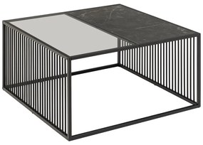 Czarny stolik ze szklanym blatem 80x80 cm Strington – Actona