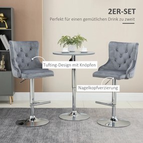 HOMCOM Zestaw 2 taboretów barowych regulowana wysokość obrotowe siedzisko stylowe i wygodne szare | Aosom PL