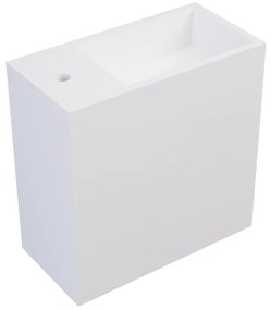 Umywalka wisząca biała solid surface z wnęką - Bateria po lewej - 40 cm - PUMORI