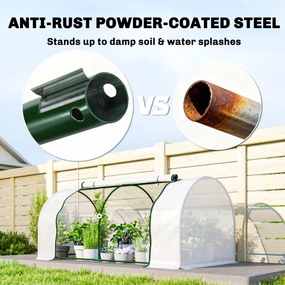 Outsunny Szklarnia z siatką PE, zimowa szklarnia foliowa ze stali, tunel foliowy 200 x 100 x 80 cm biały | Aosom PL