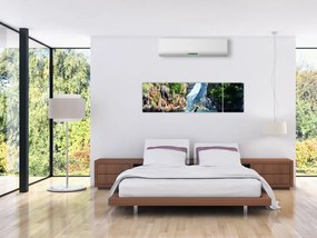 Obraz długiej łodzi na plaży (170x50 cm)