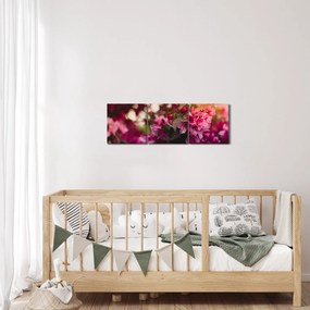 Obraz kwiatów malwy (z zegarem) (90x30 cm)