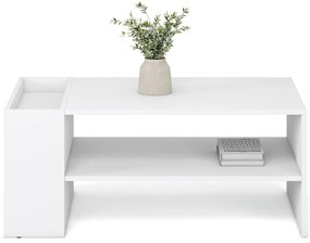 Prostokątna ława z dodatkowymi półkami biała 100/55/42 MURCIA