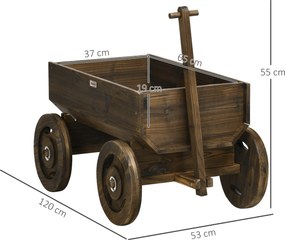 Outsunny Grządka w Drewnianym Wozie Lakier Ogniowy Przenośna Odporna na Pogodę Brązowa | Aosom PL