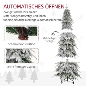 HOMCOM Choinka sztuczna 180 cm wyglądająca jak żywa, z 600 gęstymi gałęziami, sztuczny śnieg, samorozkładana | Aosom PL