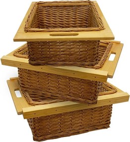 3 x Wysuwane kosze kuchenne z wikliny 500 mm